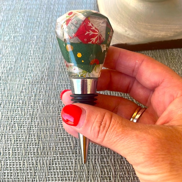 XMAS Handmade Festive Holiday Diamond Top Wine Stop Multi - Picture 1 of 13